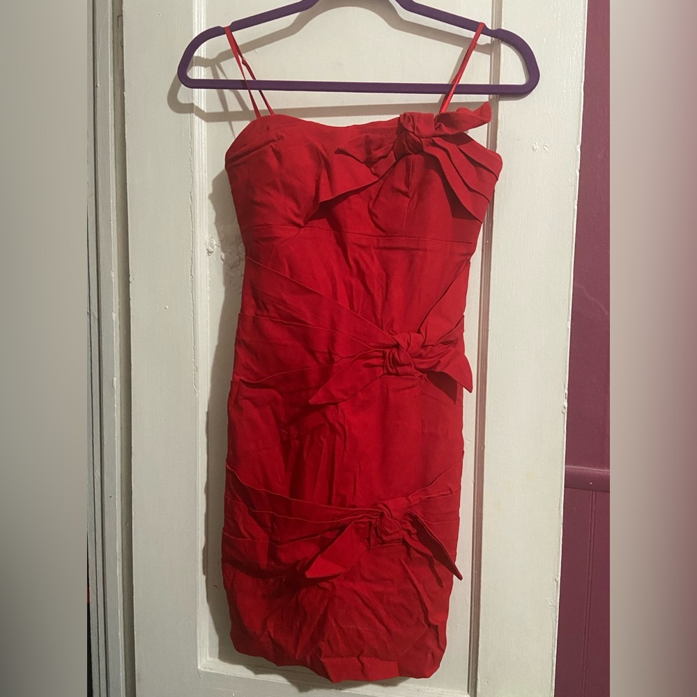 Ruby Rox Red Mini Dress with tied detail